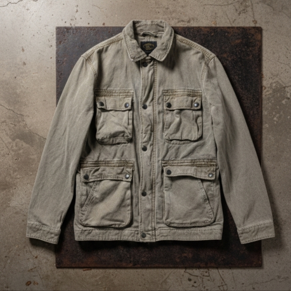 Lucky Brand Distressed Canvas Utility Cargo Jacket Ranch Rugged - Picture 12 of 12
